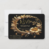 Golden Floral Ornate Frame RSVP Card Kaartje (Voorkant)