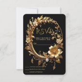 Golden Floral Ornate Frame RSVP Card Kaartje (Voorkant)
