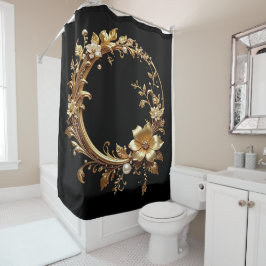 Golden Floral Ornate Frame Shower Curtain Douchegordijn