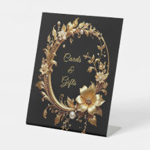 Golden Floral Ornate Frame Tabletop Signs