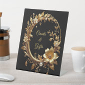 Golden Floral Ornate Frame Tabletop Signs Reclamebord Met Voetstuk (Insitu)