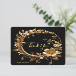 Golden Floral Ornate Frame Thank You Card Bedankkaart