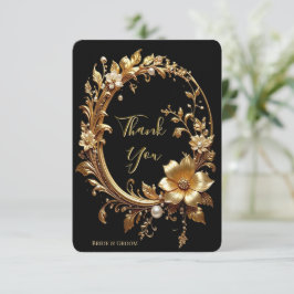 Golden Floral Ornate Frame Thank You Card Bedankkaart