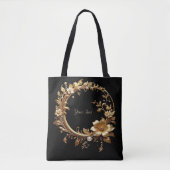 Golden Floral Ornate Frame Tote Bag (Voorkant)