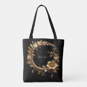 Golden Floral Ornate Frame Tote Bag (Achterkant)