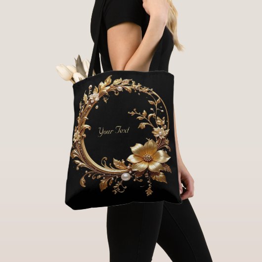 Golden Floral Ornate Frame Tote Bag (Dichtbij)