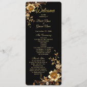 Golden Floral Ornate Frame Wedding Program Programmakaart (Voorkant)