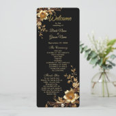 Golden Floral Ornate Frame Wedding Program Programmakaart (Staand voorkant)