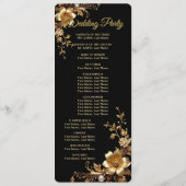 Golden Floral Ornate Frame Wedding Program Programmakaart (Achterkant)