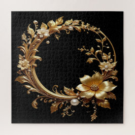 Golden Floral Ornate Jigsaw Puzzle Legpuzzel