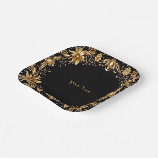 Golden Floral Paper Bord (Gebogen)