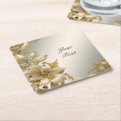 Golden Floral Paper Onderzetter (Schuin)
