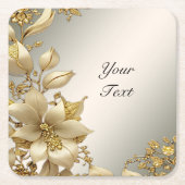 Golden Floral Paper Onderzetter (Voorkant)