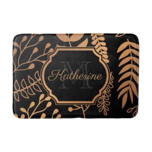Golden Floral Pattern Badmat