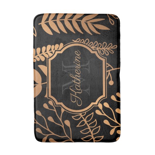 Golden Floral Pattern Badmat (Voorkant Verticaal)