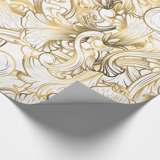 Golden Floral Pattern Cadeaupapier (Hoek)