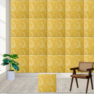 Golden Floral Pattern Ceramic Tegel Tegeltje