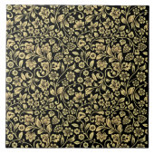Golden Floral Pattern Ceramic Tegel Tegeltje (Voorkant)
