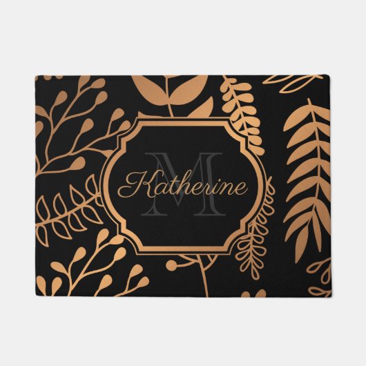 Golden Floral Pattern Deurmat (Voorkant)