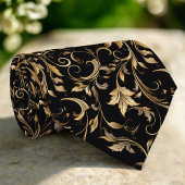Golden Floral Pattern Elegant Luxury Modern Stropdas