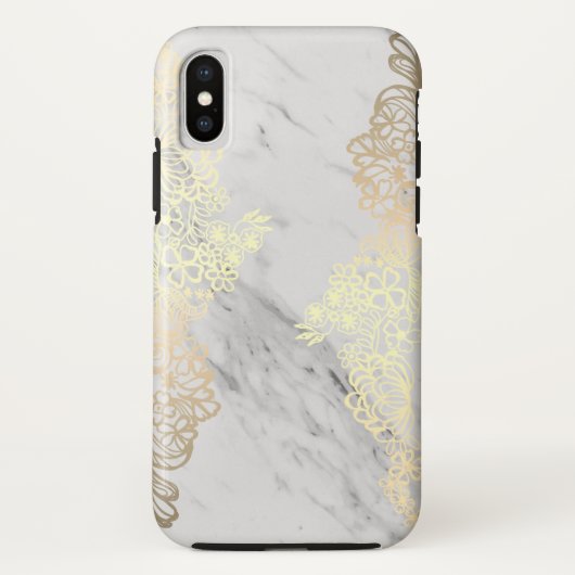 Golden Floral Pattern en Marble Case-Mate iPhone Case (Achterkant)