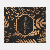 Golden Floral Pattern Fleece Deken (Voorkant (Horizontaal))