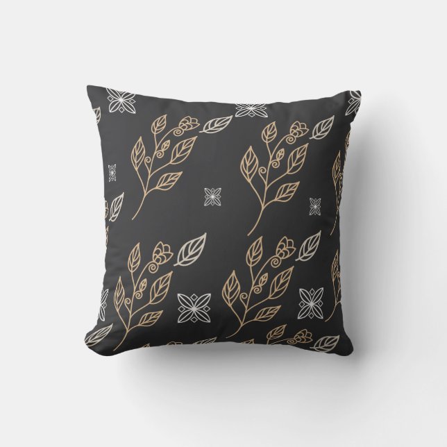 Golden Floral Pattern Kussen (Voorkant)