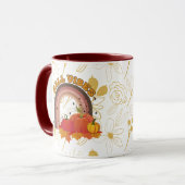 Golden Floral Pattern met Cozy Autumn Vibes Mok (Voorkant links)