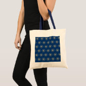 Golden Floral Pattern Navy Blue Canvas tas (Voorkant (product))