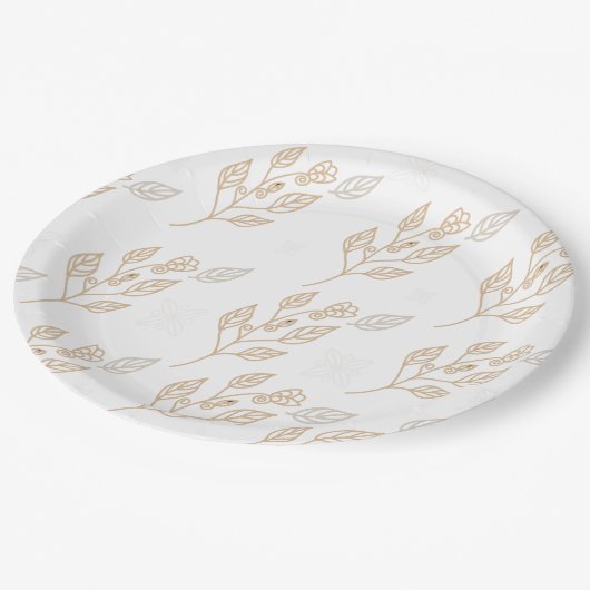 Golden Floral Pattern Papieren Bordje (Gekanteld)
