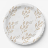 Golden Floral Pattern Papieren Bordje (Voorkant)