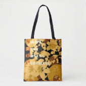 Golden  Floral Pattern Shopping Tote Bag (Voorkant)
