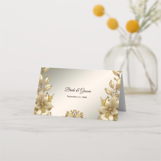 Golden Floral Place Card Plaatskaartje (Achterkant)