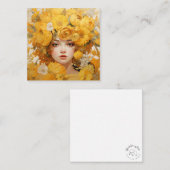 Golden Floral Portrait Art Kaart Flat Note Kaart Notitiekaartje (Voorkant / Achterkant)
