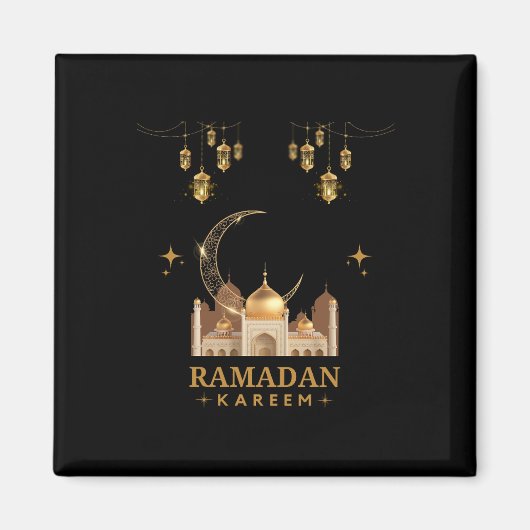 Golden Floral Ramadan Kareem Celebration Magneet (Voorkant)