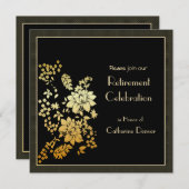 Golden Floral Retirement Party Uitnodigingen (Voorkant / Achterkant)