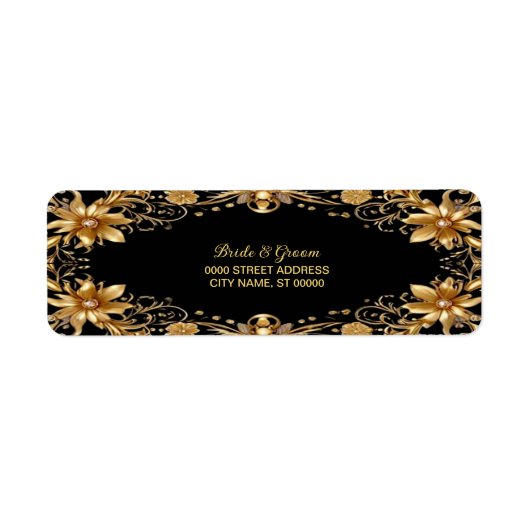 Golden Floral retour adreslabel Etiket (Voorkant)