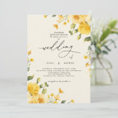 Golden Floral Romance bruiloft Kaart (Staand voorkant)