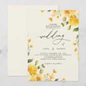 Golden Floral Romance bruiloft Kaart (Voorkant / Achterkant)