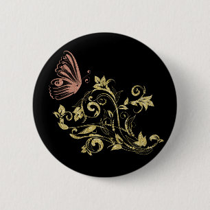 Golden floral ronde button 5,7 cm