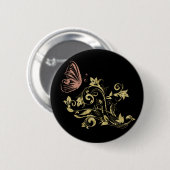 Golden floral ronde button 5,7 cm (Voorkant /achterkant)