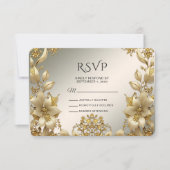 Golden Floral RSVP-kaart RSVP Kaartje (Voorkant)