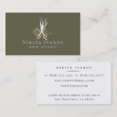 Golden Floral Salon Scissors Logo Visitekaartje (Voorkant / Achterkant)