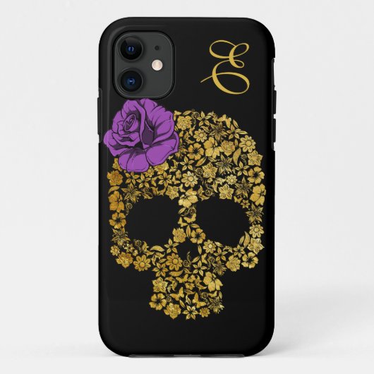 Golden Floral schedel met Roos | iPhone 5 Hoesje (Achterkant)