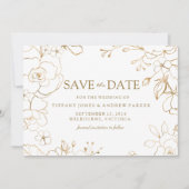 Golden Floral Simple Elegant Wedding Save The Date (Voorkant)