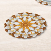 Golden Floral Snowflake Kaleidoscoop Kartonnen Onderzetters (Gekanteld)