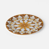 Golden Floral Snowflake Kaleidoscoop Papieren Bordje (Gekanteld)