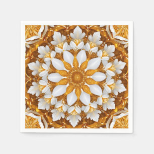 Golden Floral Snowflake Kaleidoscoop Servet