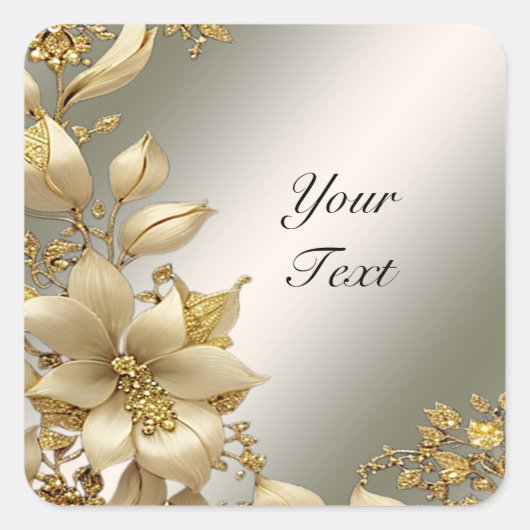 Golden Floral Sticker (Voorkant)