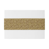 Golden Floral Swirl Wedding Belly Band Uitnodigingen Wikkel (Achterkant Voorbeeld)